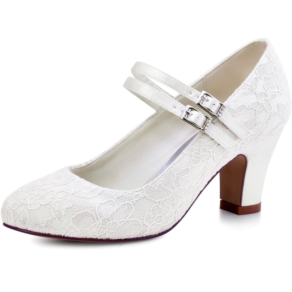 ElegantPark Wedding Shoes for Bride Closed Toe Bridal Shoes Sz 10 M